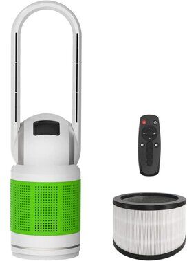 Bladeless Tower Fan & Air Purifier 32" - HEPA Filter, 8 Speeds, Oscillating